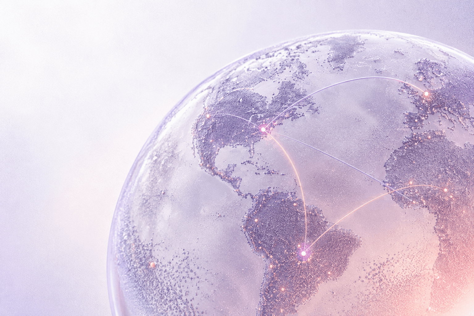 A grainy globe connected by fine routes